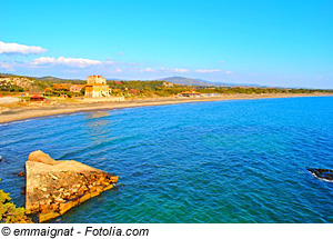 Blick auf Strand von Ansedonia, Toskana